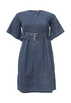 LOST INK PLUS  DENIM SKATER DRESS WITH BUCKLE BELT